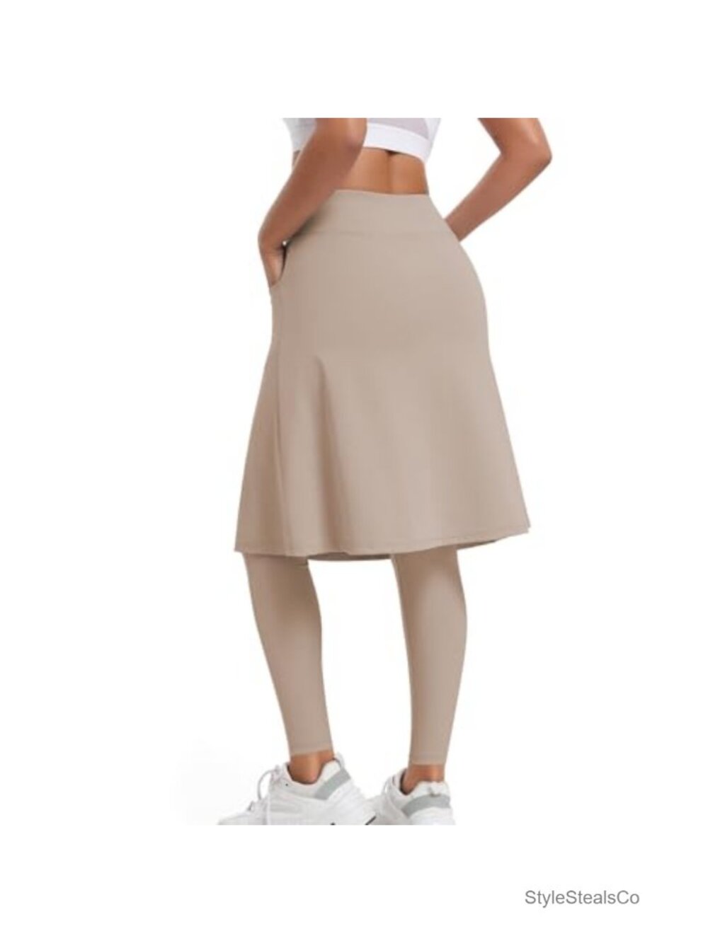High Waist Knee Length Skort with Attached Leggings, Arc Pockets, Athletic Yoga - Picture 2 of 5